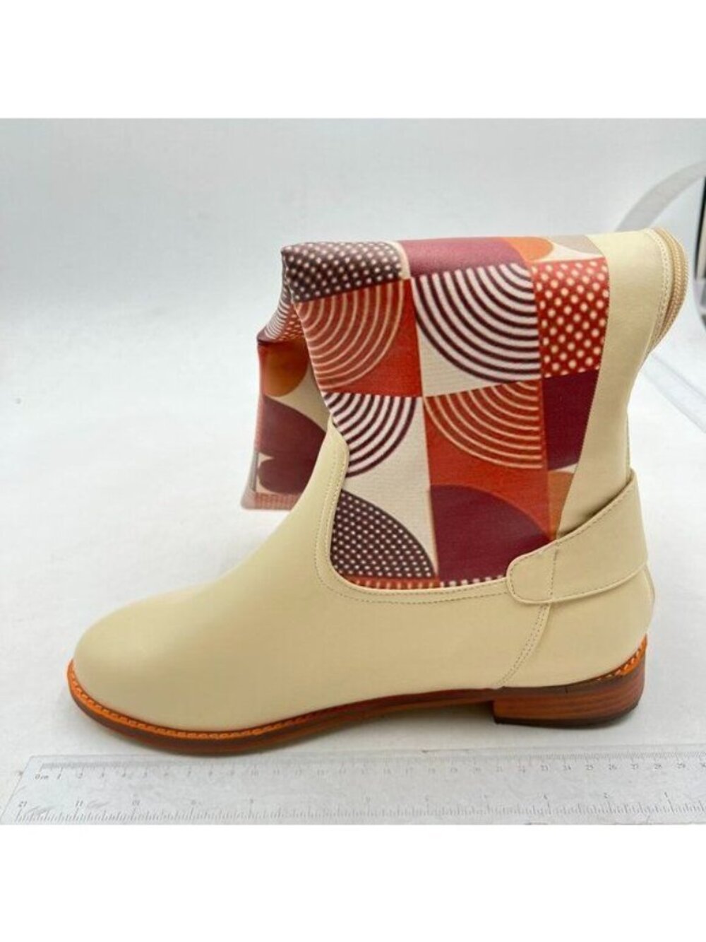 Women Round Toe Knee High Boots Comfy Flat Riding Boots Back Zipper Shoes Nude